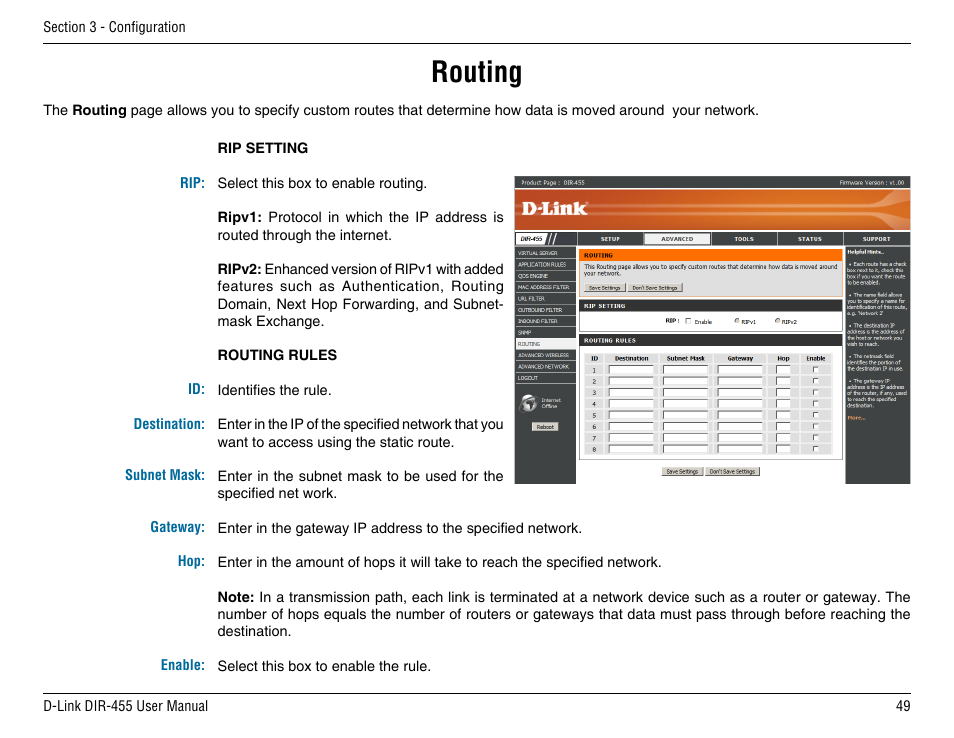 Routing | D-Link DIR-455 User Manual | Page 53 / 93