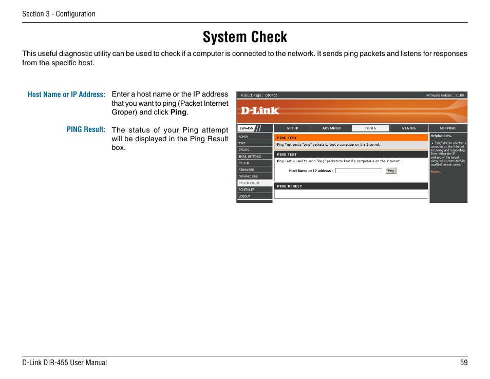 System check | D-Link DIR-455 User Manual | Page 63 / 93