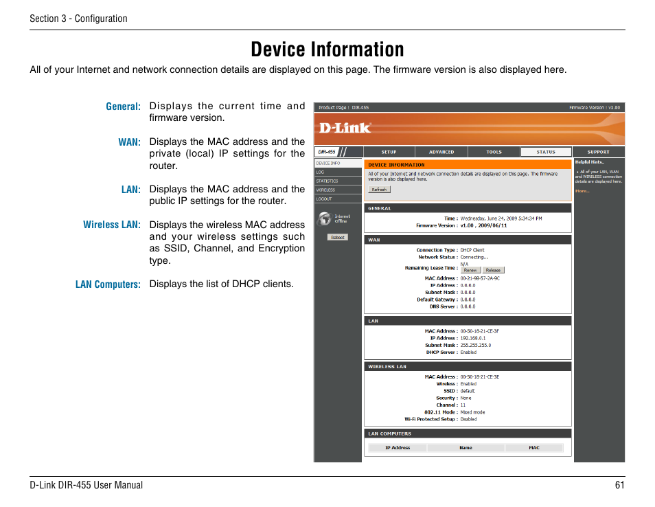Device information | D-Link DIR-455 User Manual | Page 65 / 93