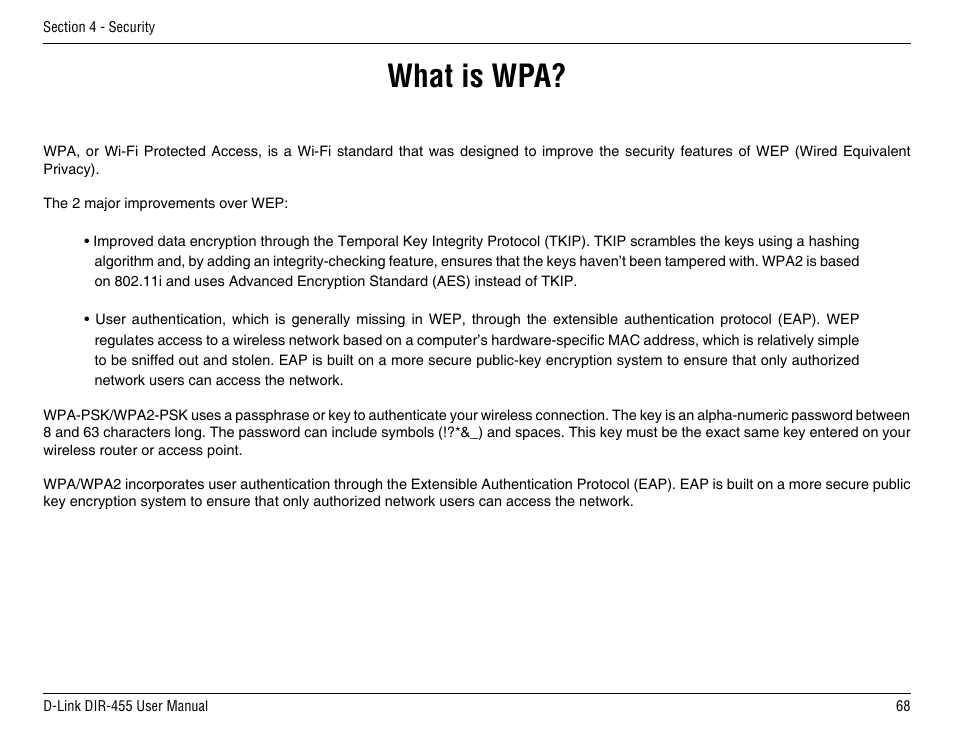 What is wpa | D-Link DIR-455 User Manual | Page 72 / 93