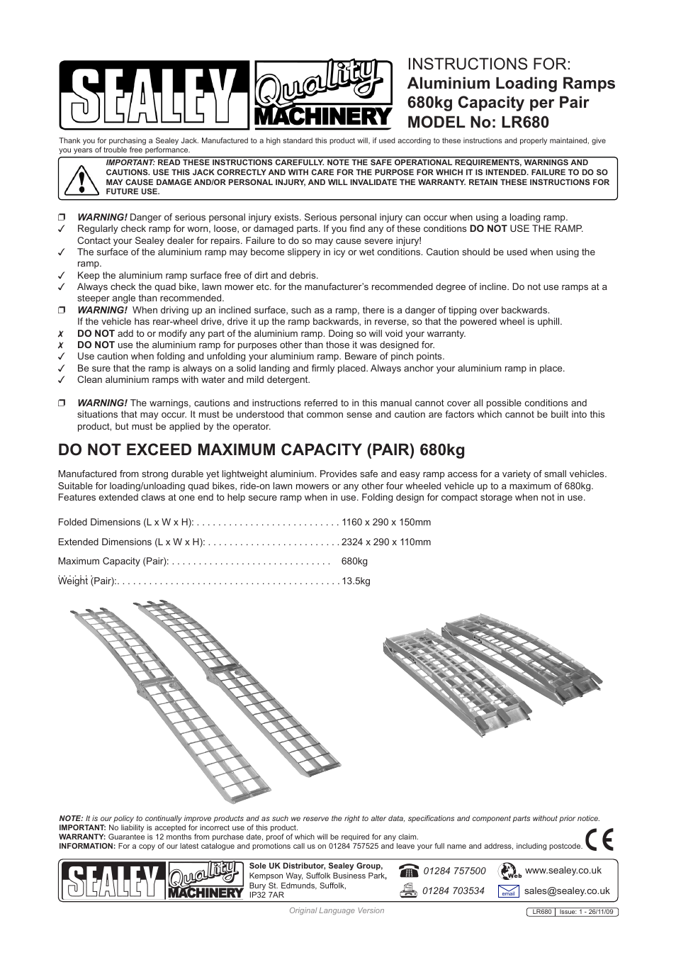 Sealey LR680 User Manual | 1 page