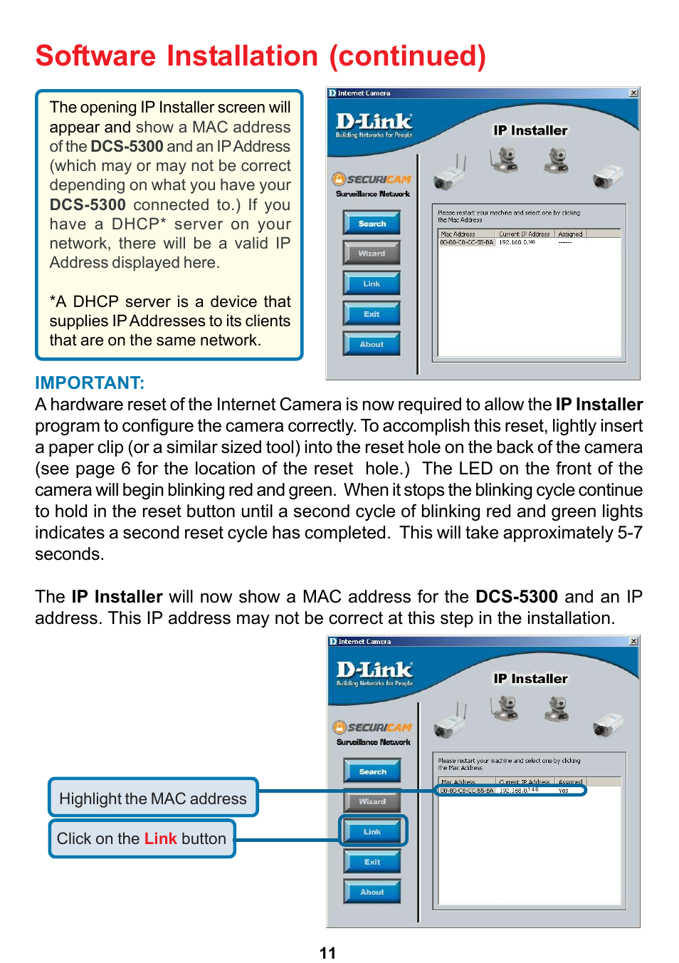 Software installation (continued) | D-Link DCS-5300 User Manual | Page 11 / 109