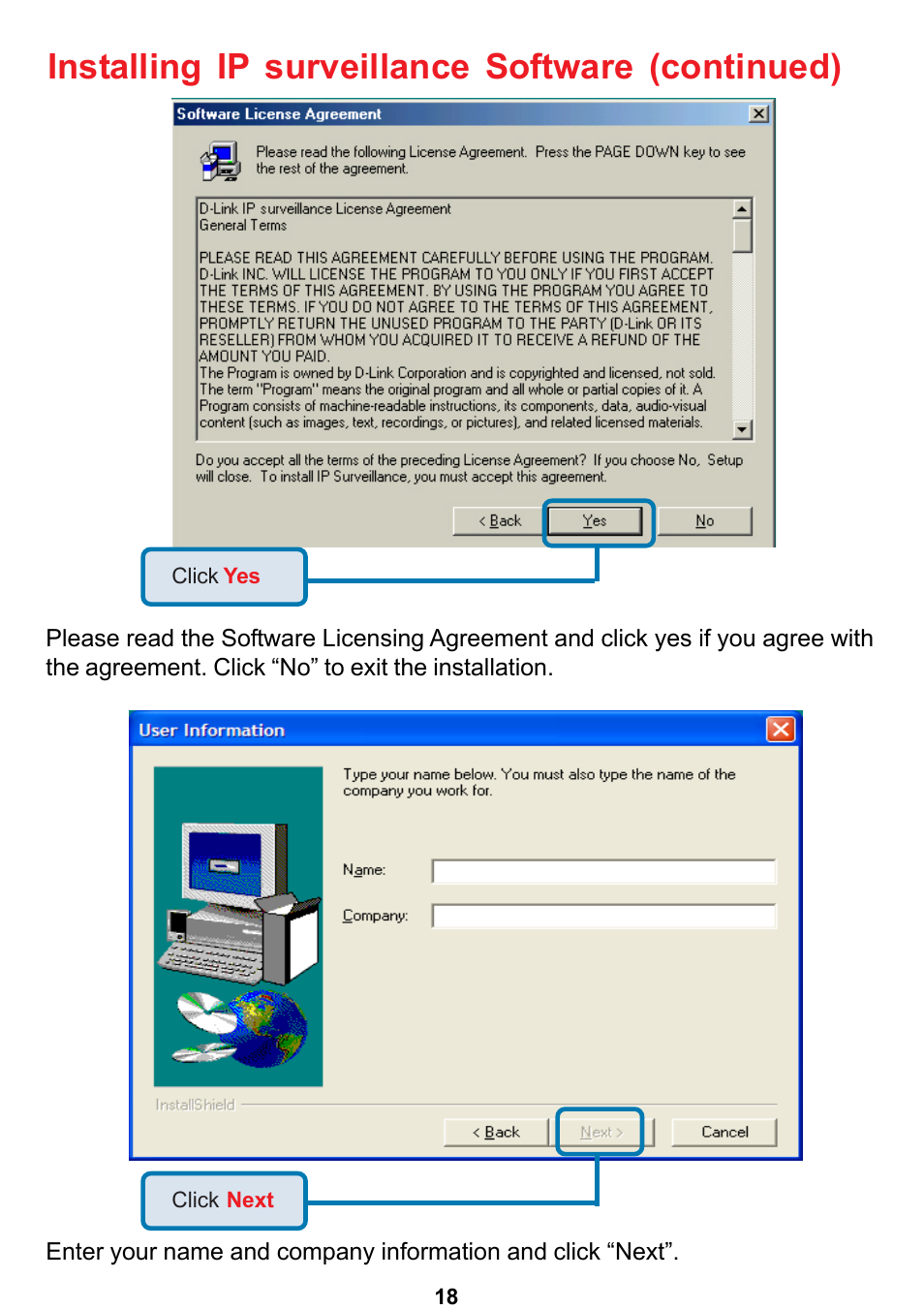 Installing ip surveillance software (continued) | D-Link DCS-5300 User Manual | Page 18 / 109