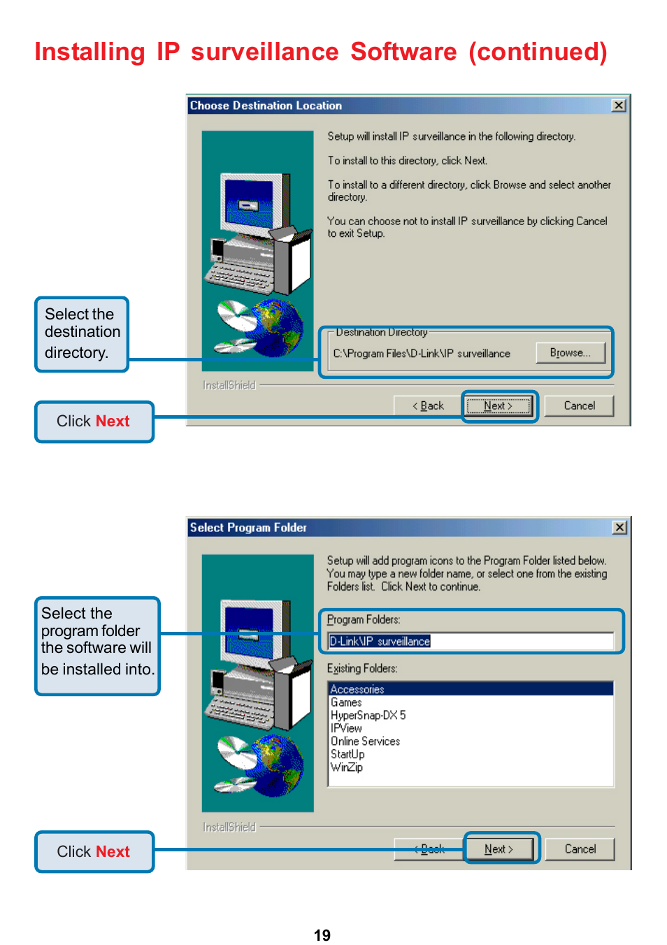 Installing ip surveillance software (continued) | D-Link DCS-5300 User Manual | Page 19 / 109