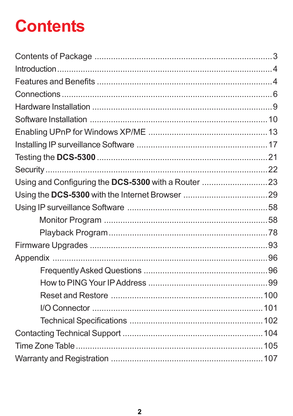 D-Link DCS-5300 User Manual | Page 2 / 109