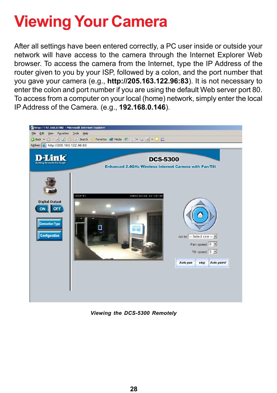 Viewing your camera | D-Link DCS-5300 User Manual | Page 28 / 109