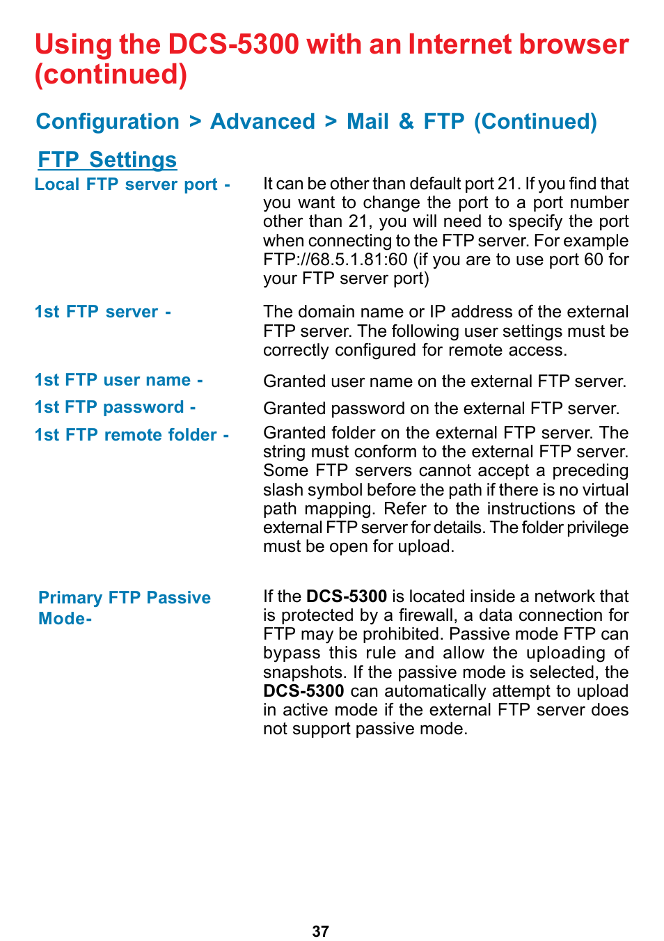 D-Link DCS-5300 User Manual | Page 37 / 109