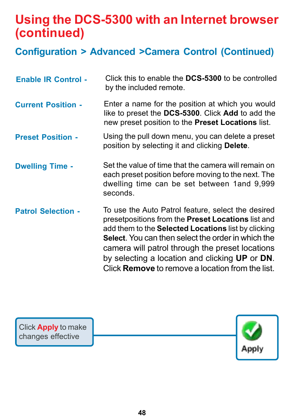 D-Link DCS-5300 User Manual | Page 48 / 109