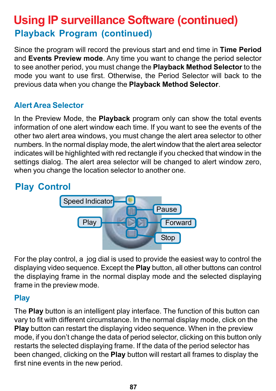 Using ip surveillance software (continued), Play control, Playback program (continued) | D-Link DCS-5300 User Manual | Page 87 / 109