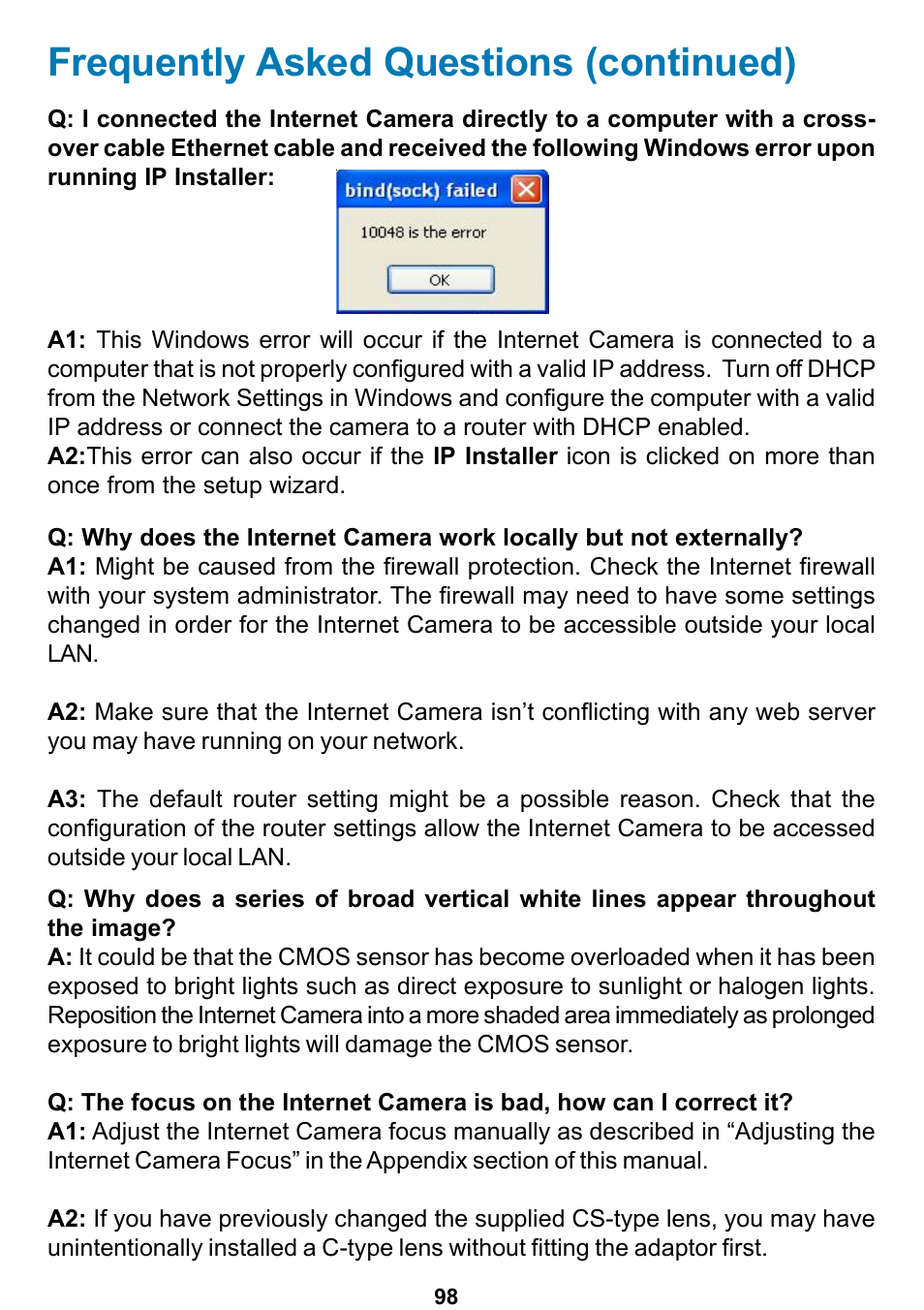 Frequently asked questions (continued) | D-Link DCS-5300 User Manual | Page 98 / 109