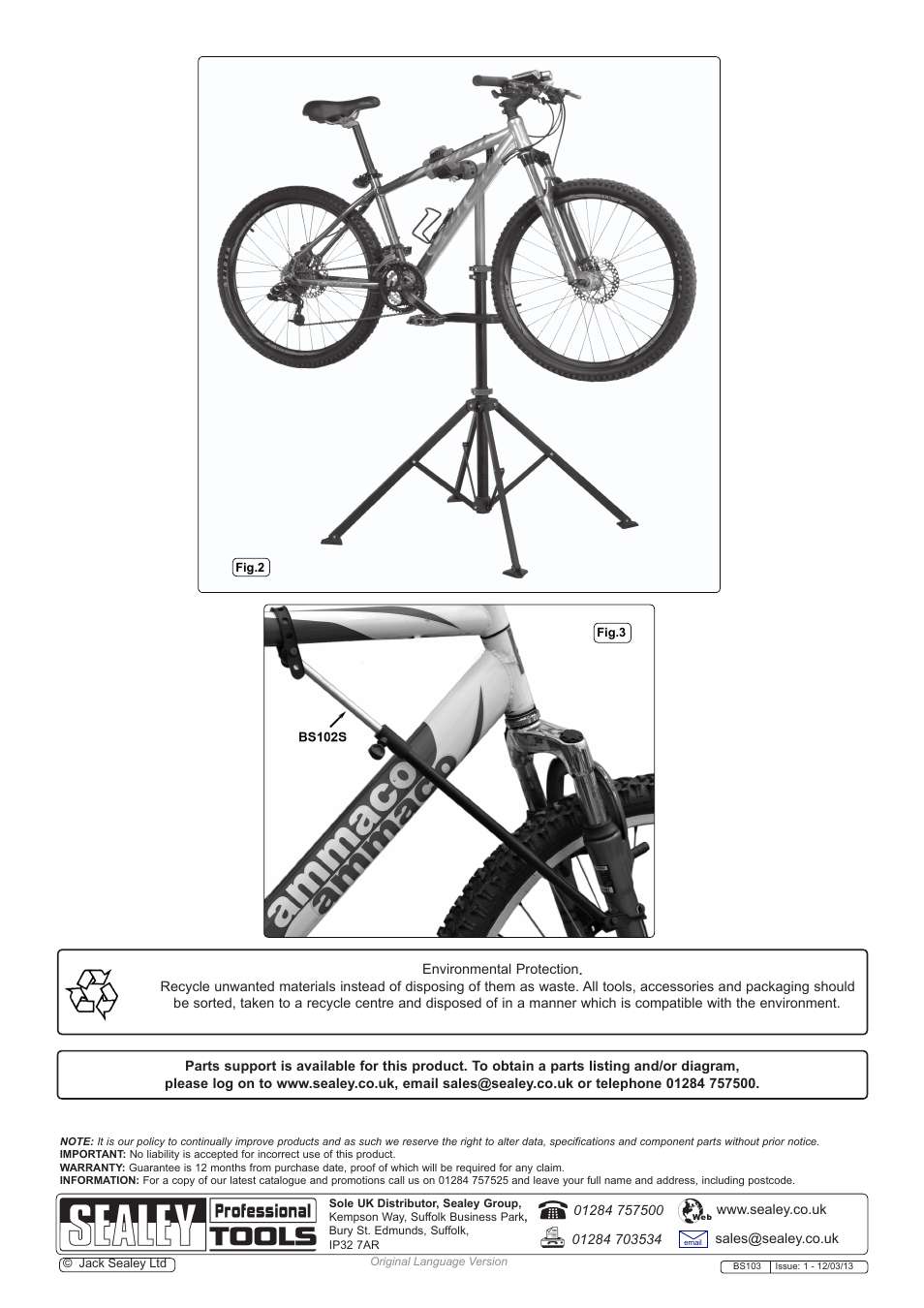 Sealey BS103 User Manual | Page 2 / 2