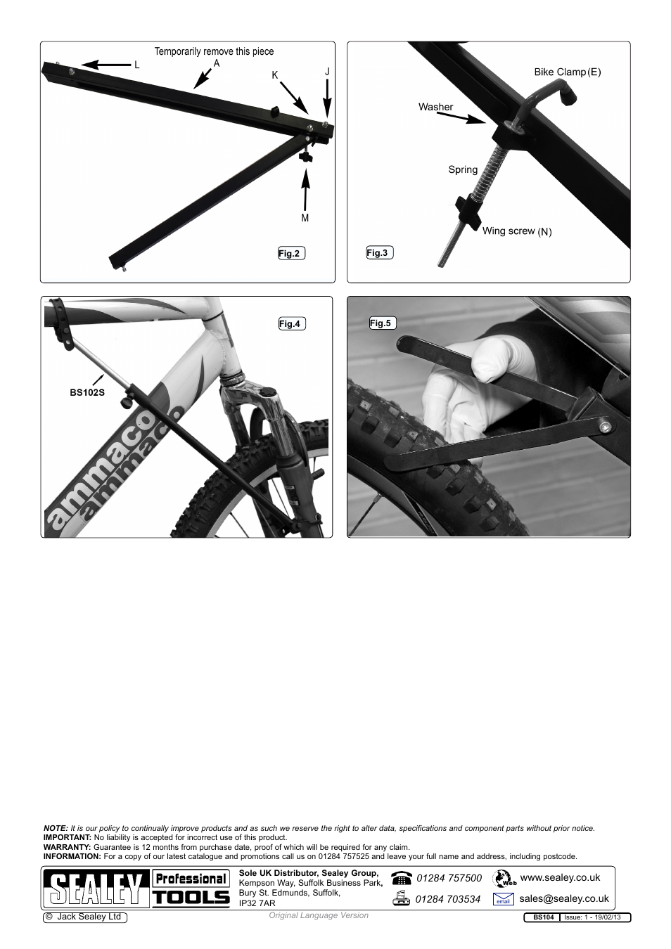 Sealey BS104 User Manual | Page 2 / 2