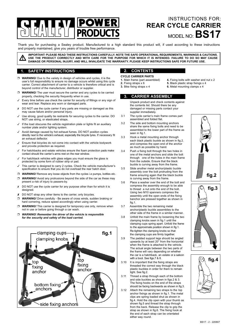 Sealey BS17 User Manual | 2 pages