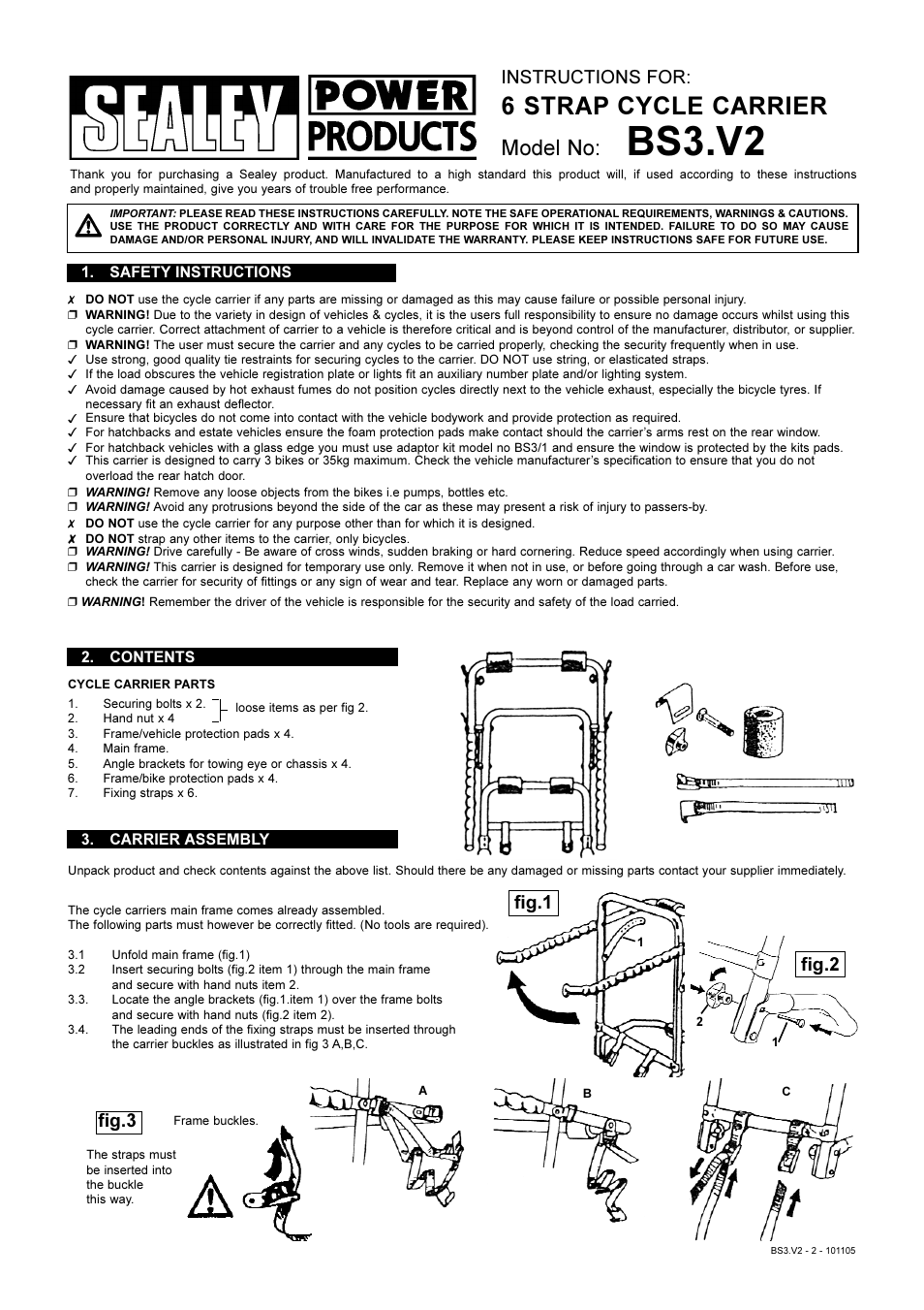 Sealey BS3 User Manual | 2 pages
