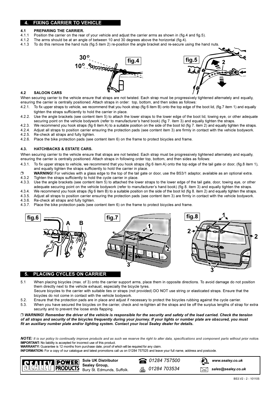 Fig.5 fig.6 fig.4 2, Fig.8 fig.7 | Sealey BS3 User Manual | Page 2 / 2