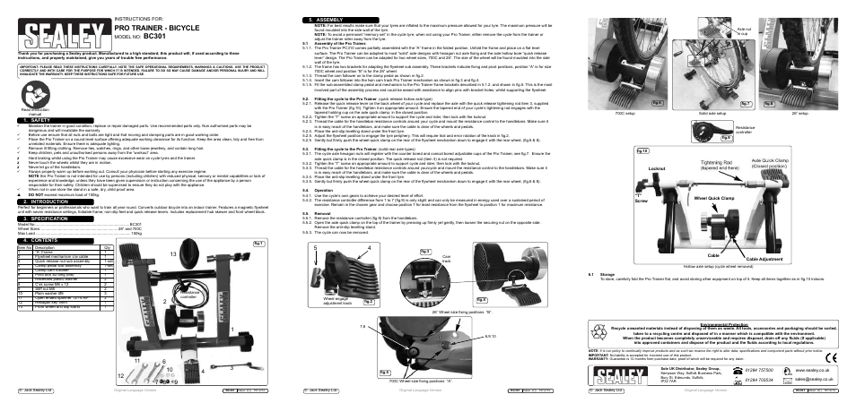 Sealey BC301 User Manual | 1 page