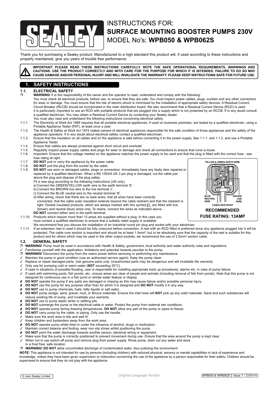 Sealey WPB050 User Manual | 4 pages