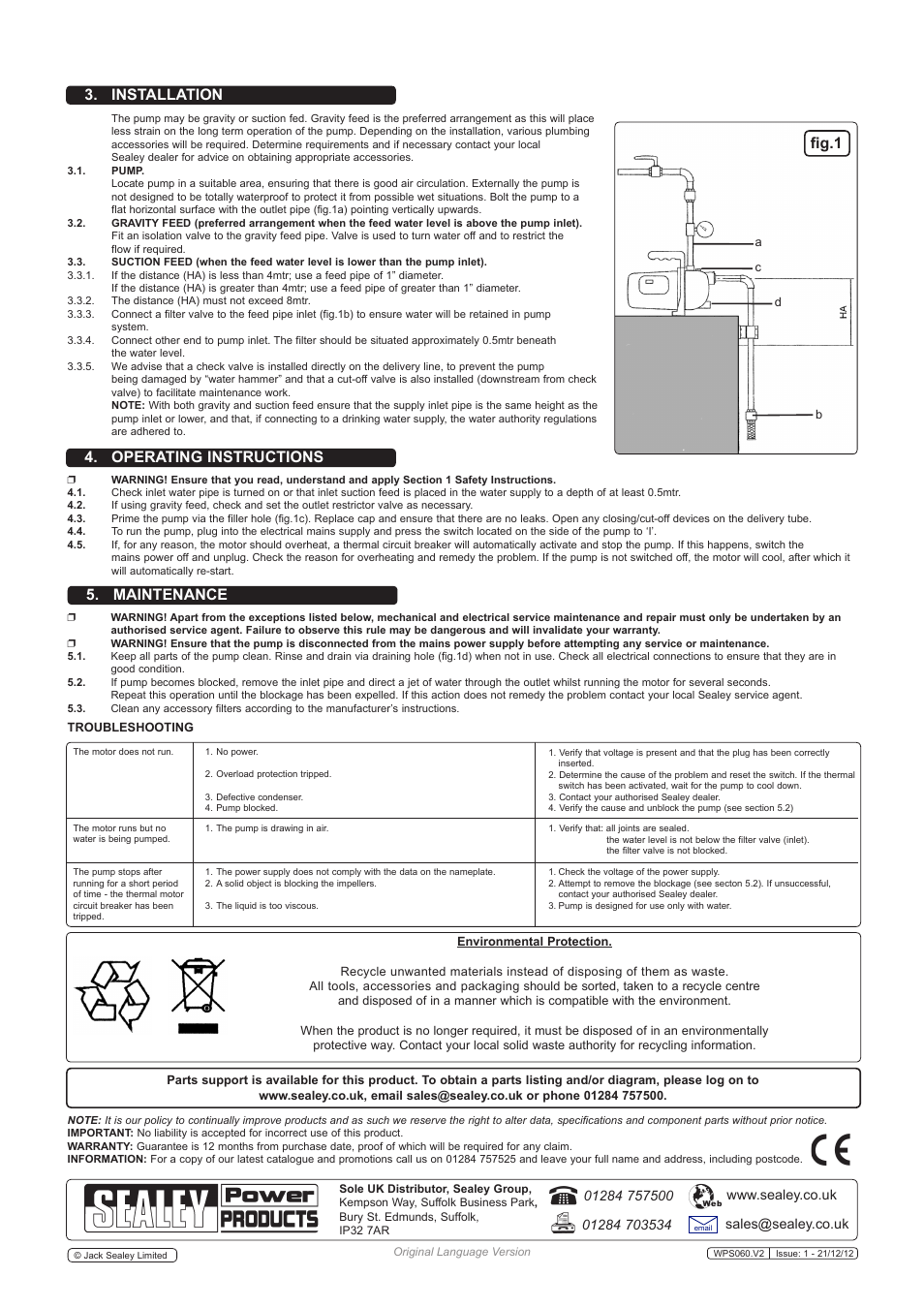Fig.1 | Sealey WPS060 User Manual | Page 2 / 2