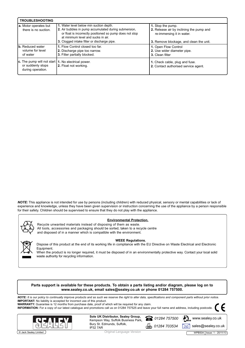 Sealey WPB50A User Manual | Page 3 / 3