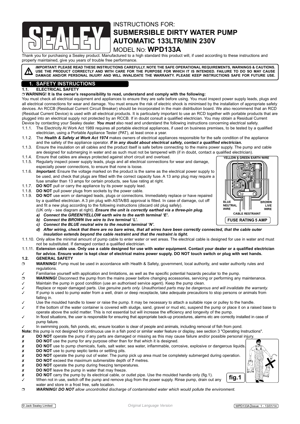 Sealey WPD133A User Manual | 2 pages