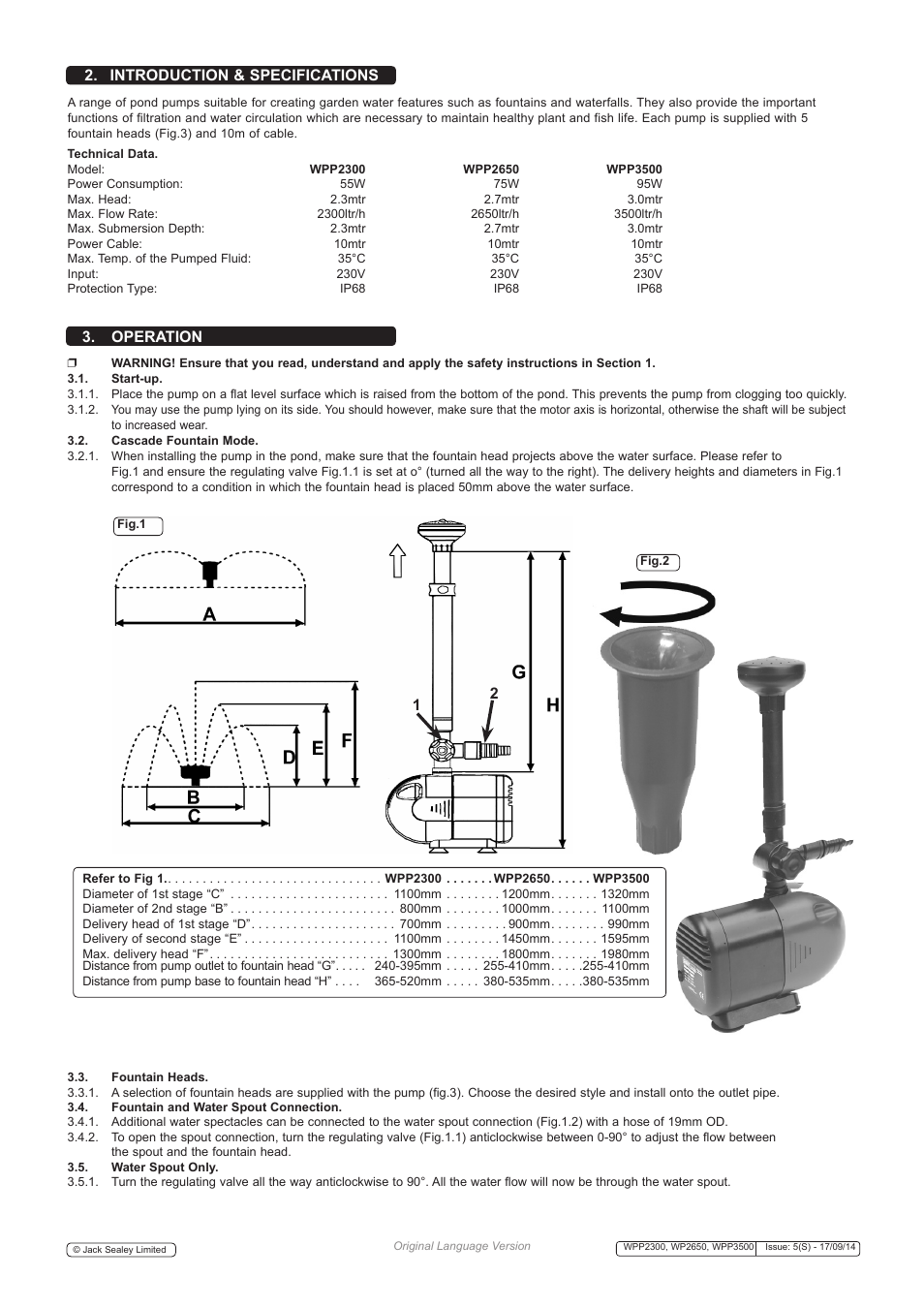 Introduction & specifications, Operation | Sealey WPP2300 User Manual | Page 2 / 3