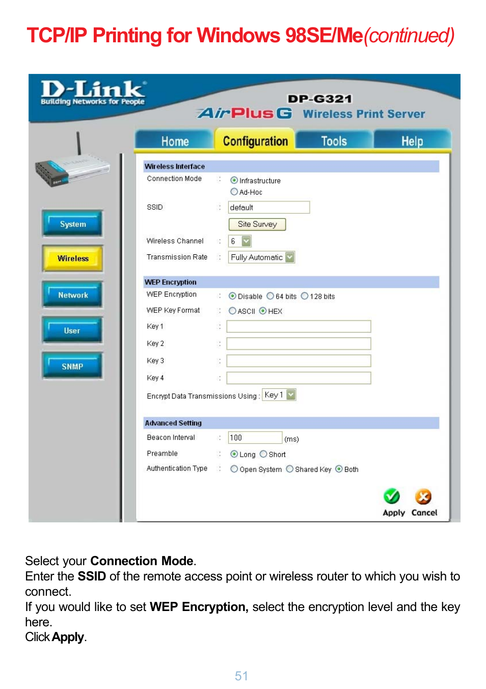 Tcp/ip printing for windows 98se/me (continued) | D-Link DP-G321 User Manual | Page 51 / 90