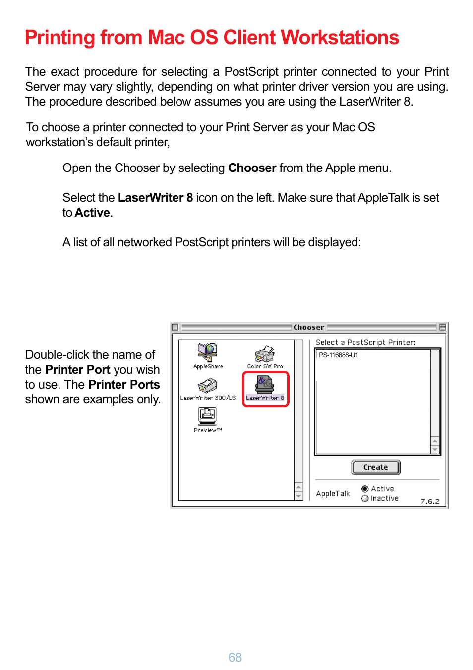 Printing from mac os client workstations | D-Link DP-G321 User Manual | Page 68 / 90