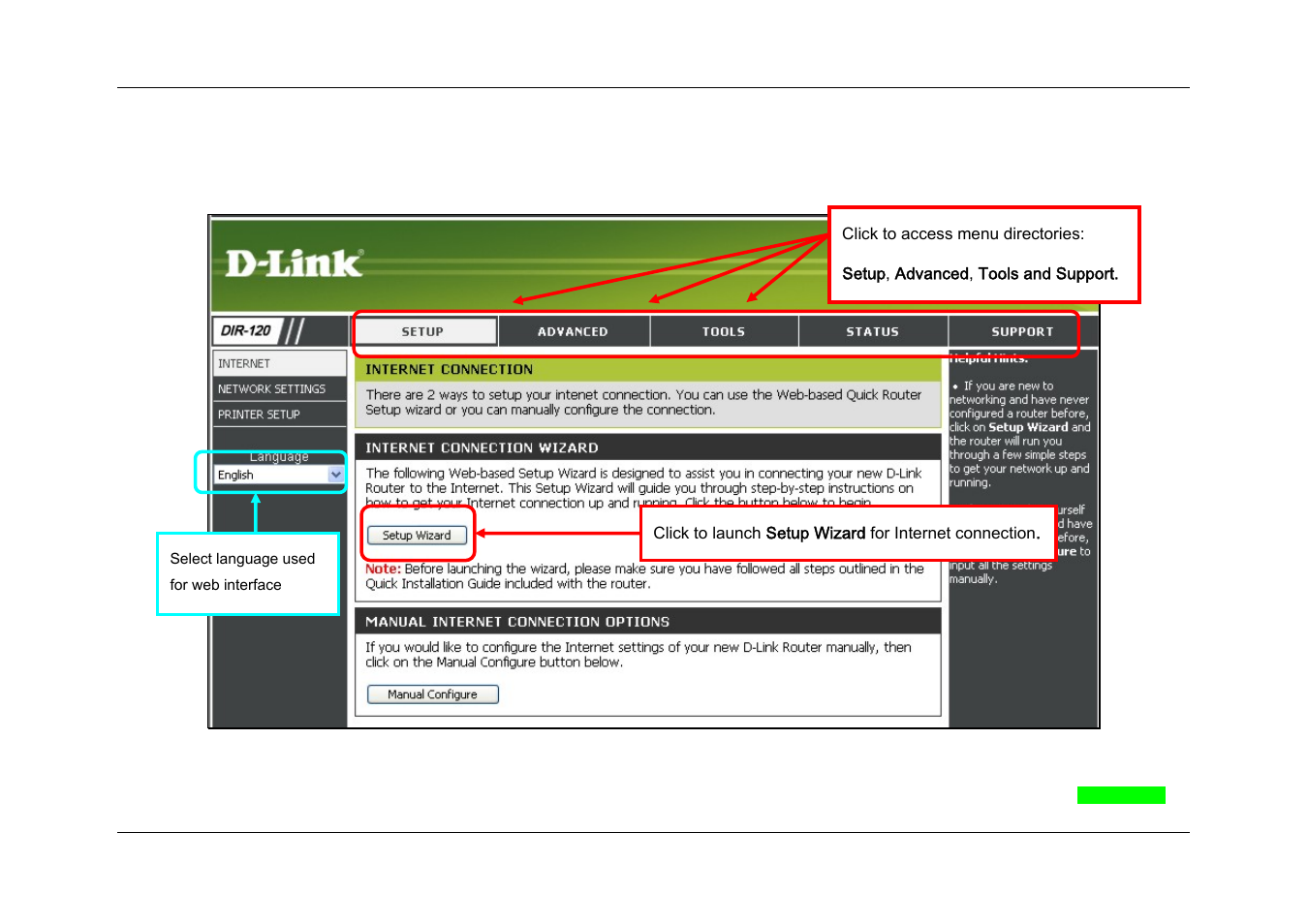 Web manager | D-Link DIR-120 User Manual | Page 16 / 77