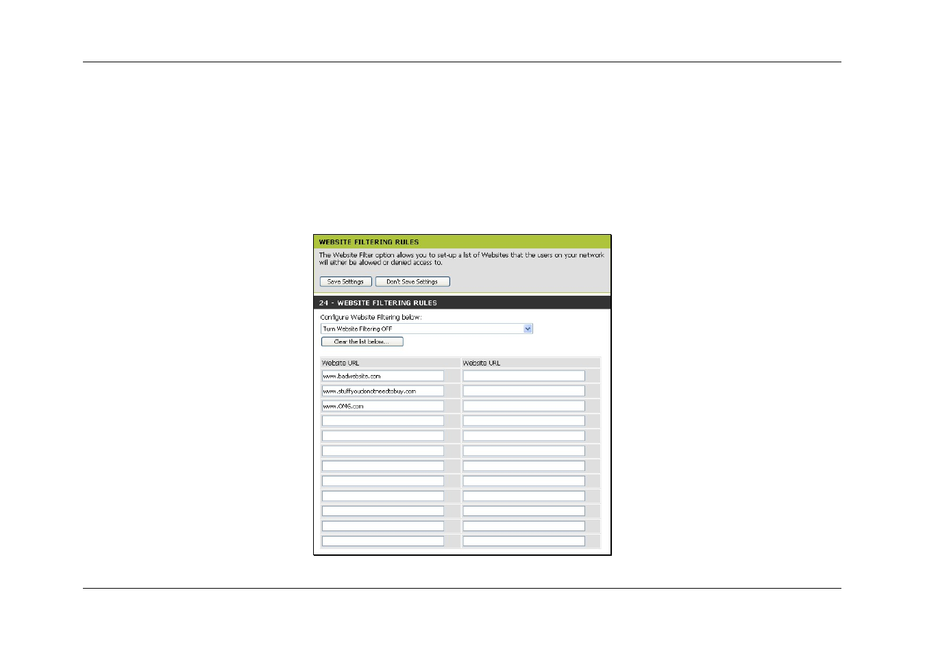 Website filter | D-Link DIR-120 User Manual | Page 51 / 77