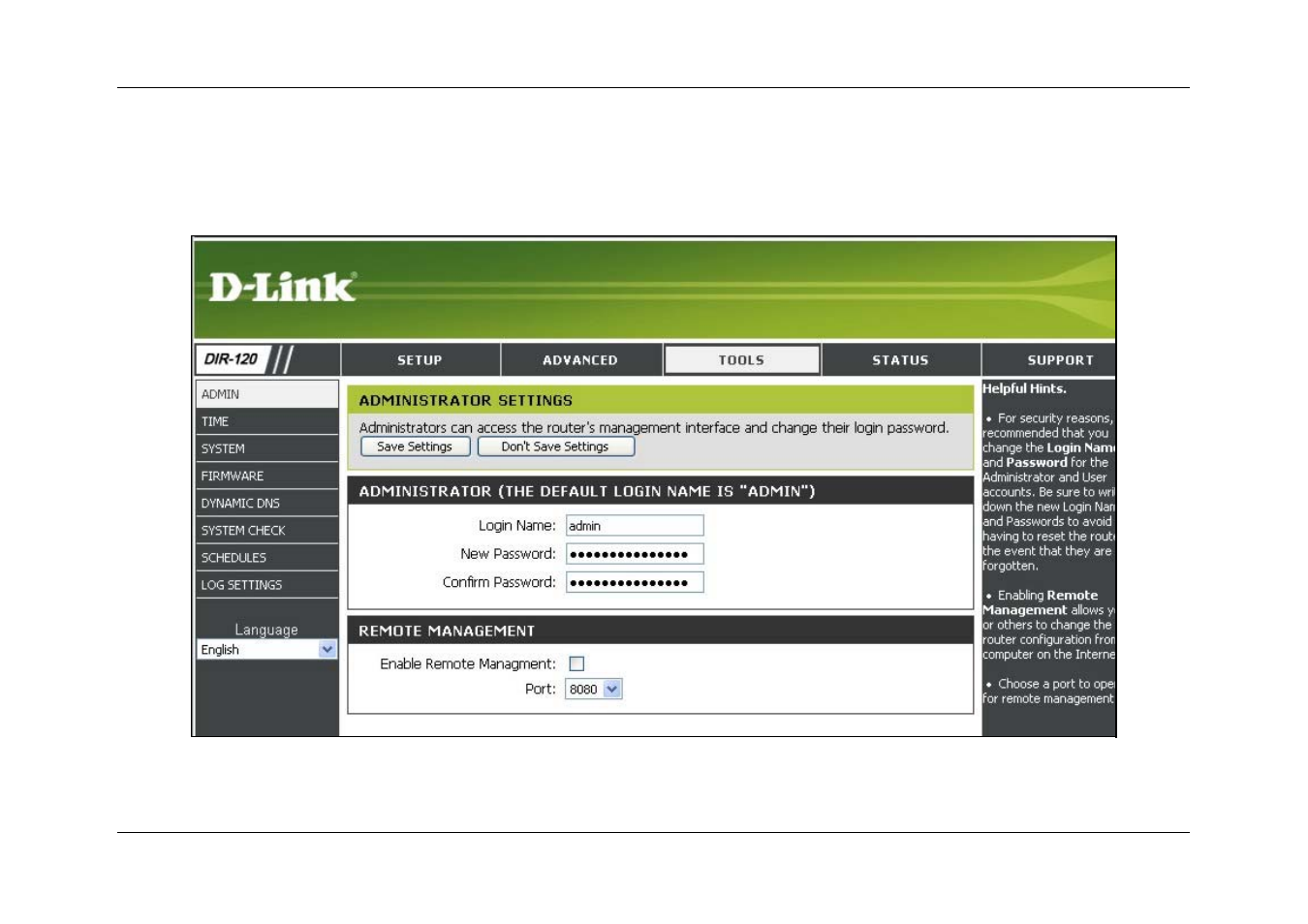 Tools | D-Link DIR-120 User Manual | Page 55 / 77