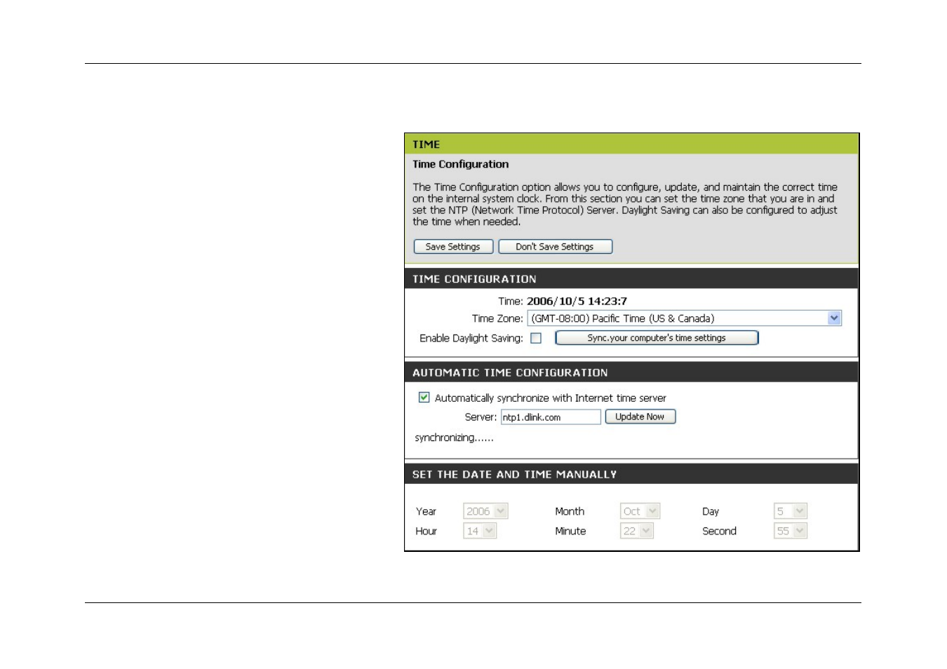 Time | D-Link DIR-120 User Manual | Page 57 / 77