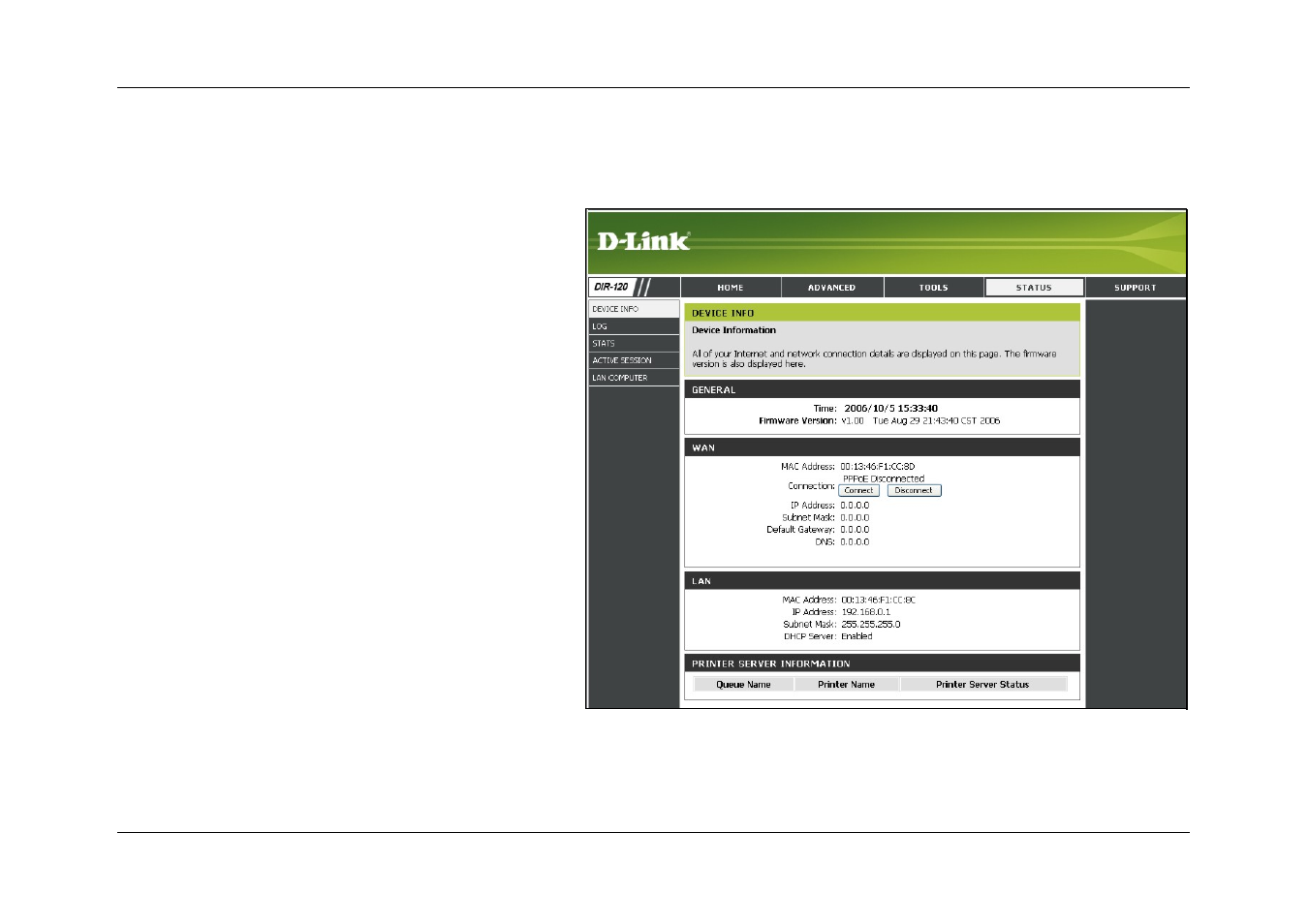 Status | D-Link DIR-120 User Manual | Page 64 / 77