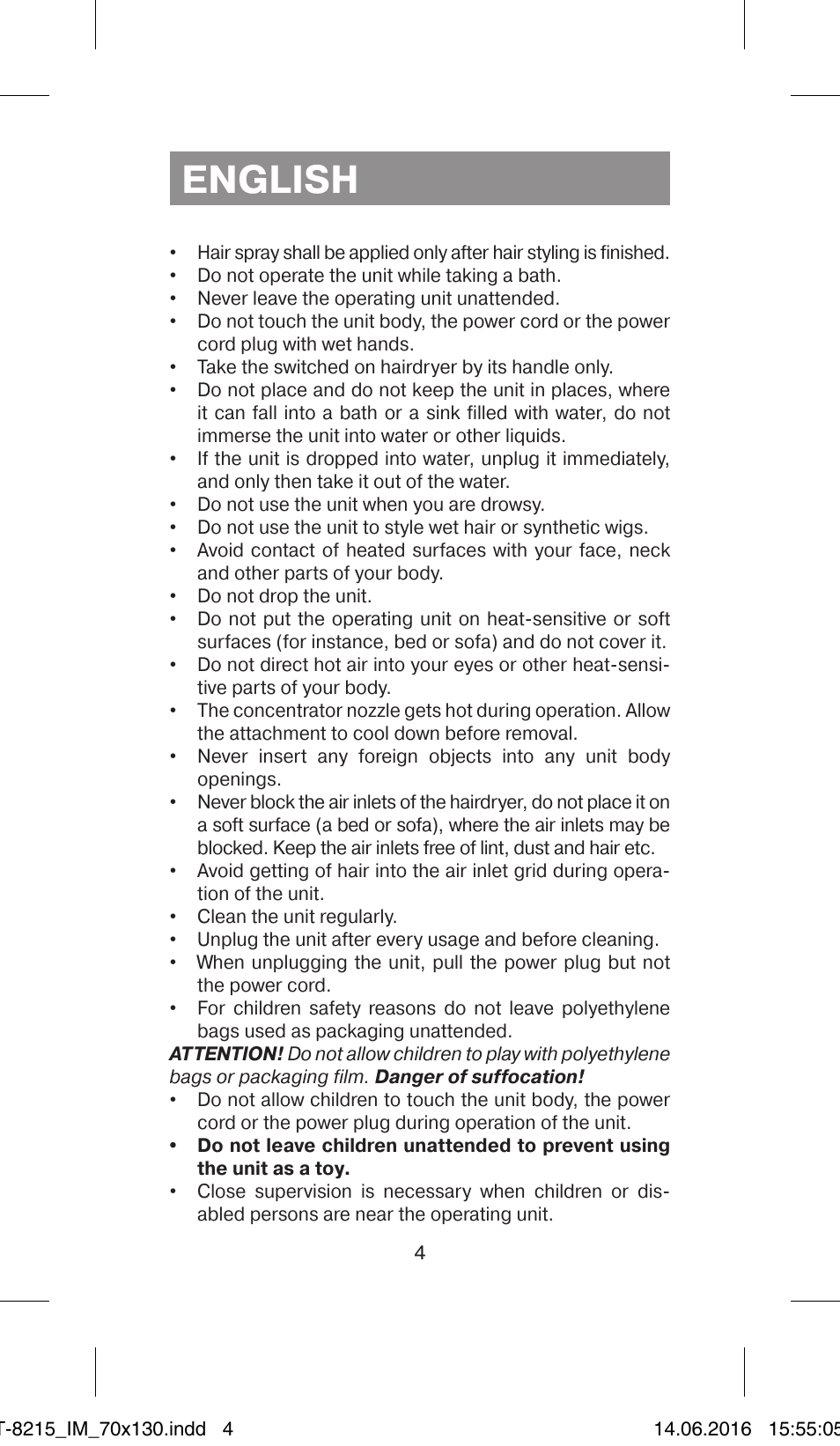 English | Vitek VT-8215 JR User Manual | Page 4 / 32