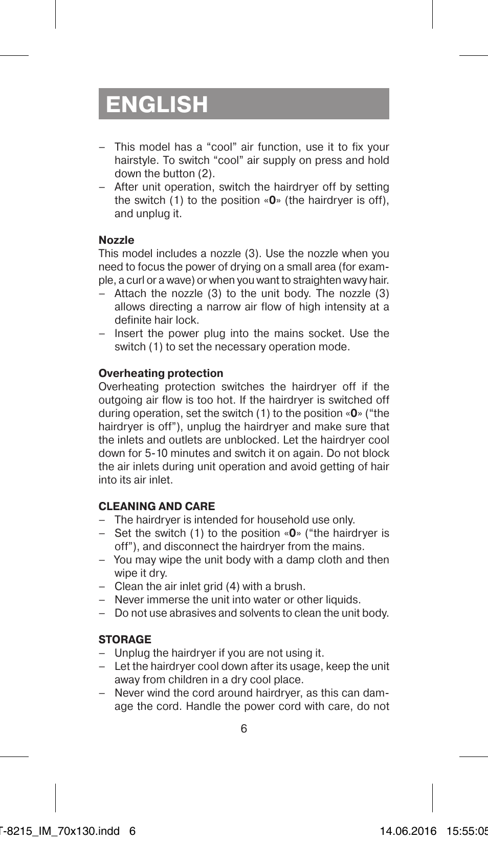 English | Vitek VT-8215 JR User Manual | Page 6 / 32