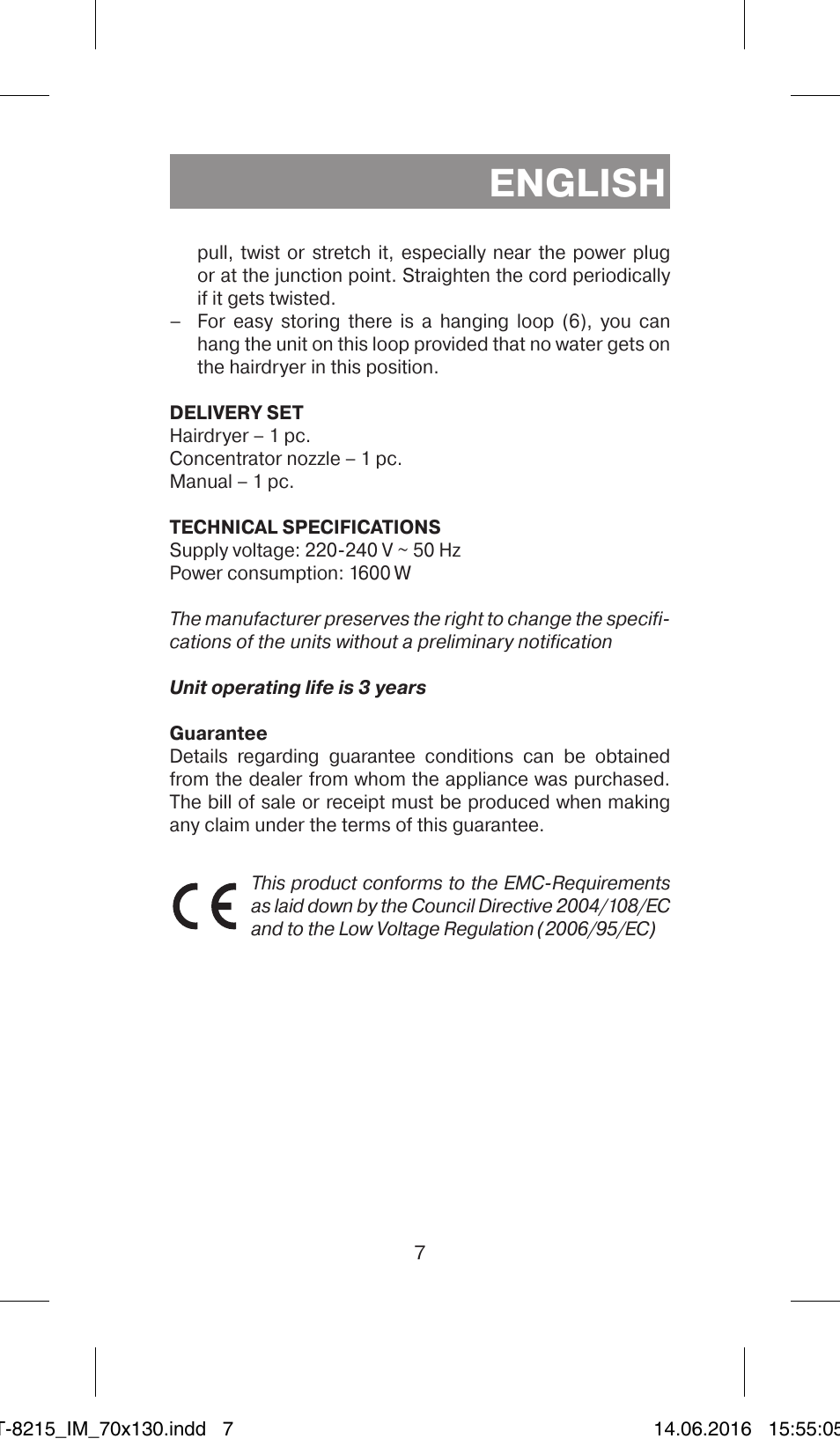 English | Vitek VT-8215 JR User Manual | Page 7 / 32