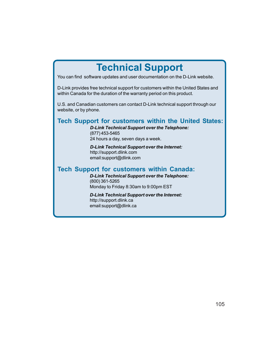Technical support | D-Link DI-704UP User Manual | Page 105 / 108