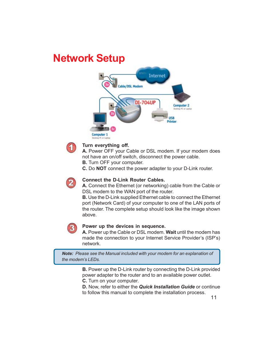 Network setup | D-Link DI-704UP User Manual | Page 11 / 108