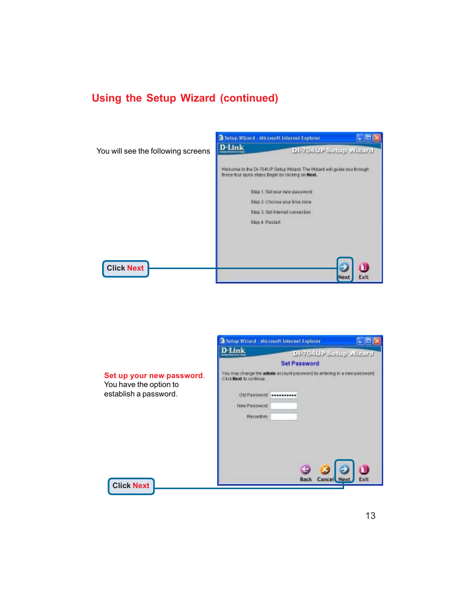 Using the setup wizard (continued) | D-Link DI-704UP User Manual | Page 13 / 108