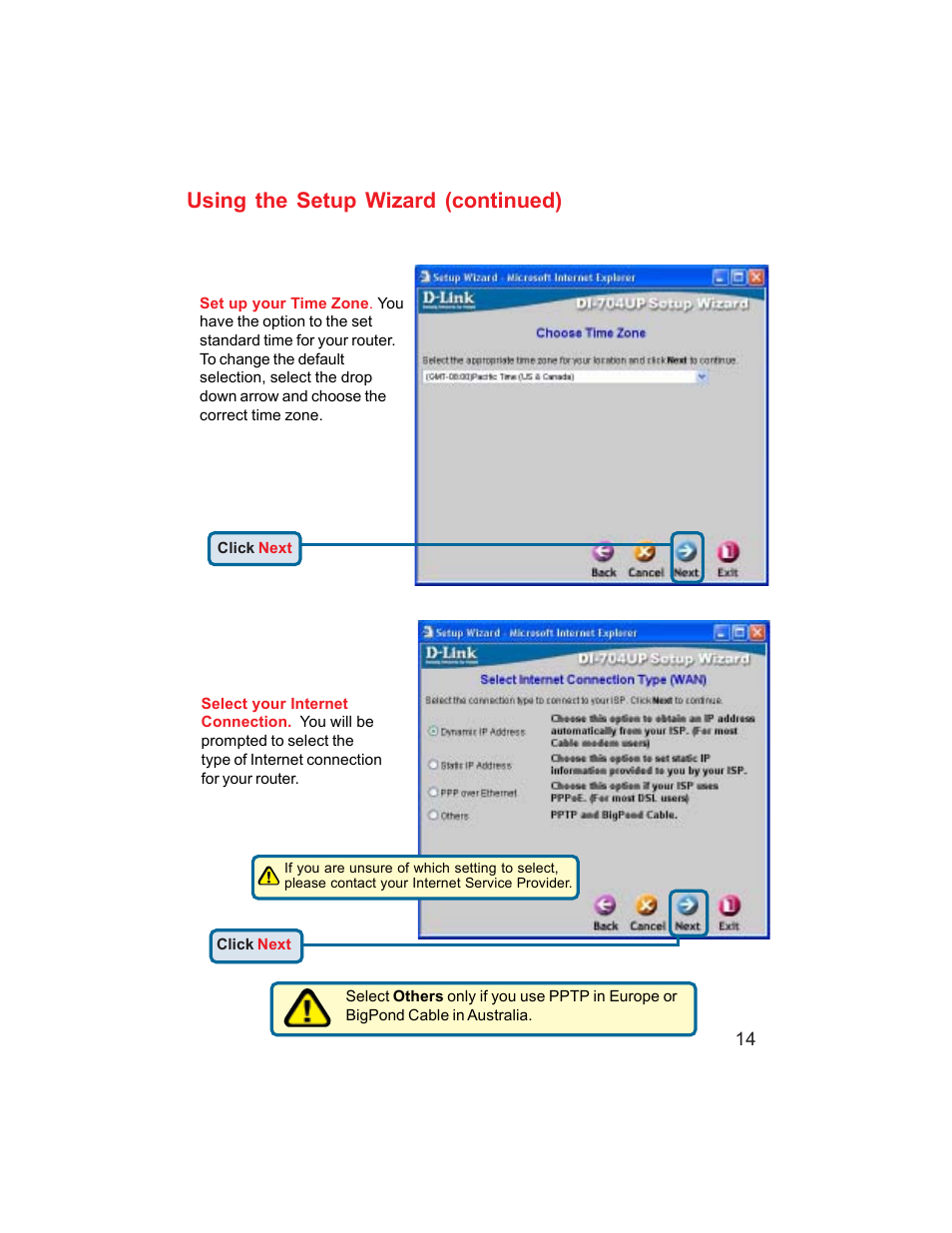 Using the setup wizard (continued) | D-Link DI-704UP User Manual | Page 14 / 108