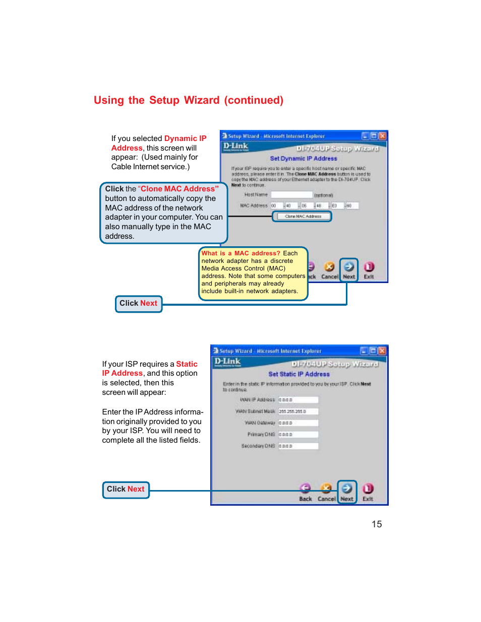 Using the setup wizard (continued) | D-Link DI-704UP User Manual | Page 15 / 108