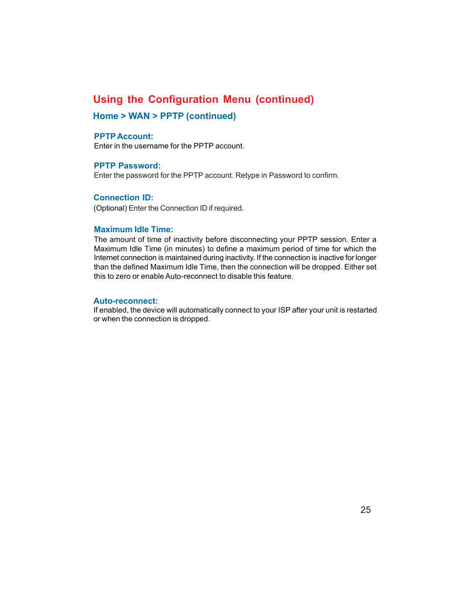 Using the configuration menu (continued) | D-Link DI-704UP User Manual | Page 25 / 108