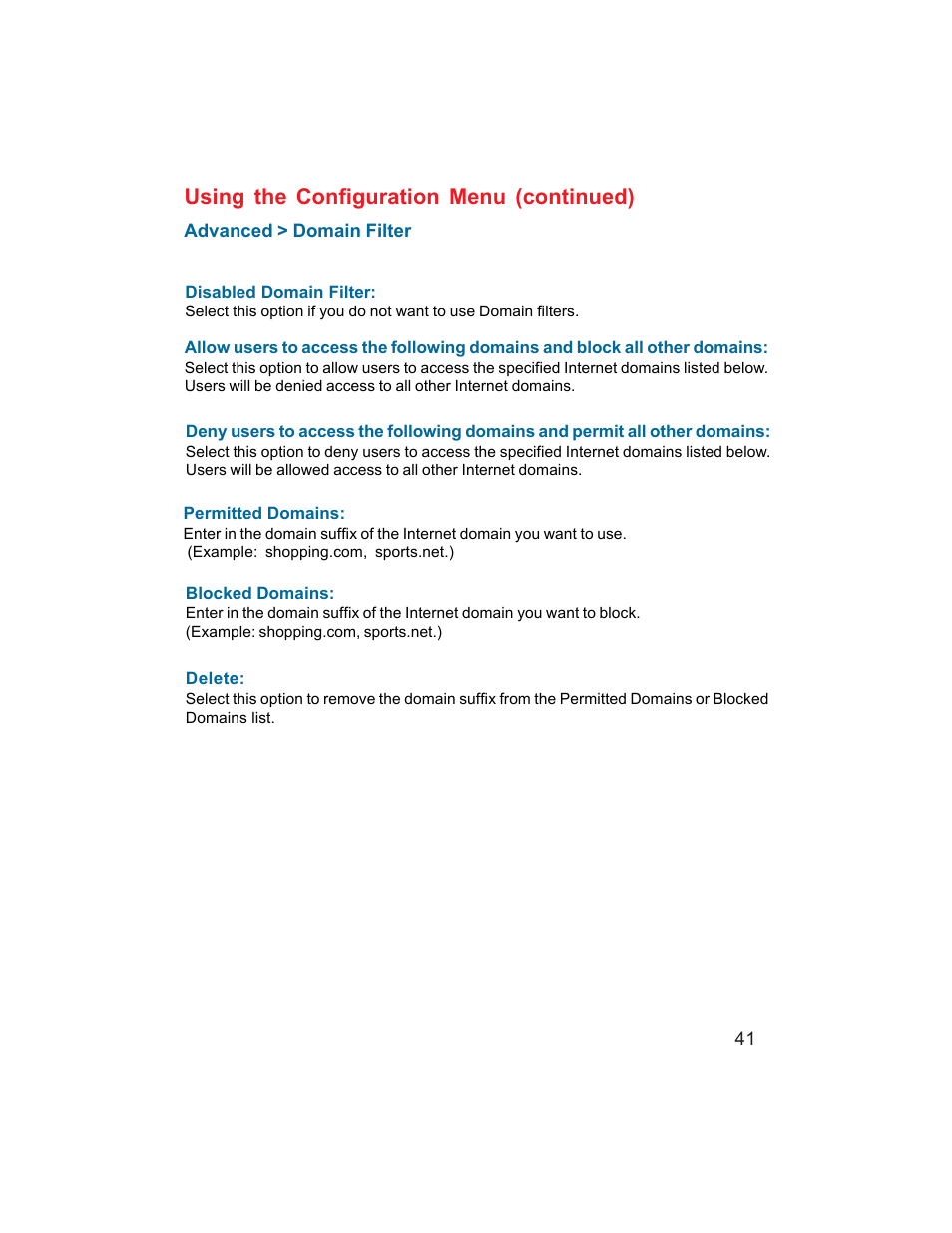 Using the configuration menu (continued) | D-Link DI-704UP User Manual | Page 41 / 108