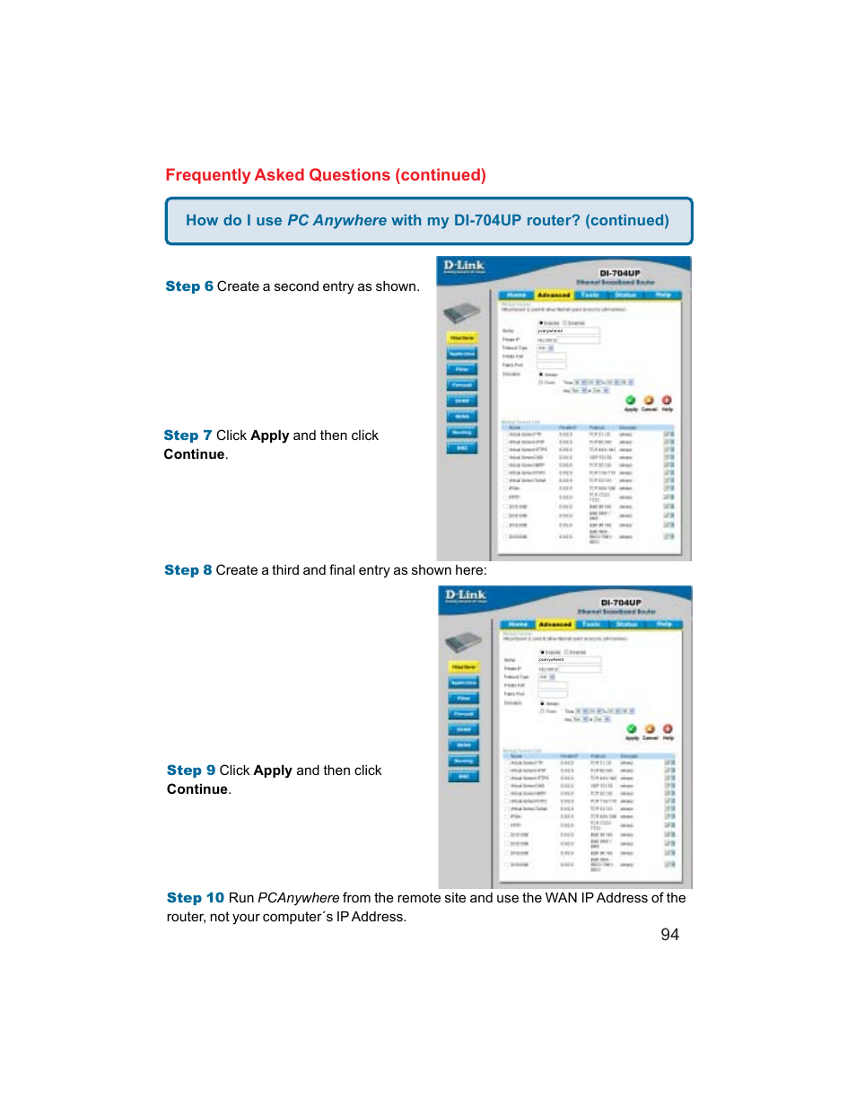 94 frequently asked questions (continued) | D-Link DI-704UP User Manual | Page 94 / 108