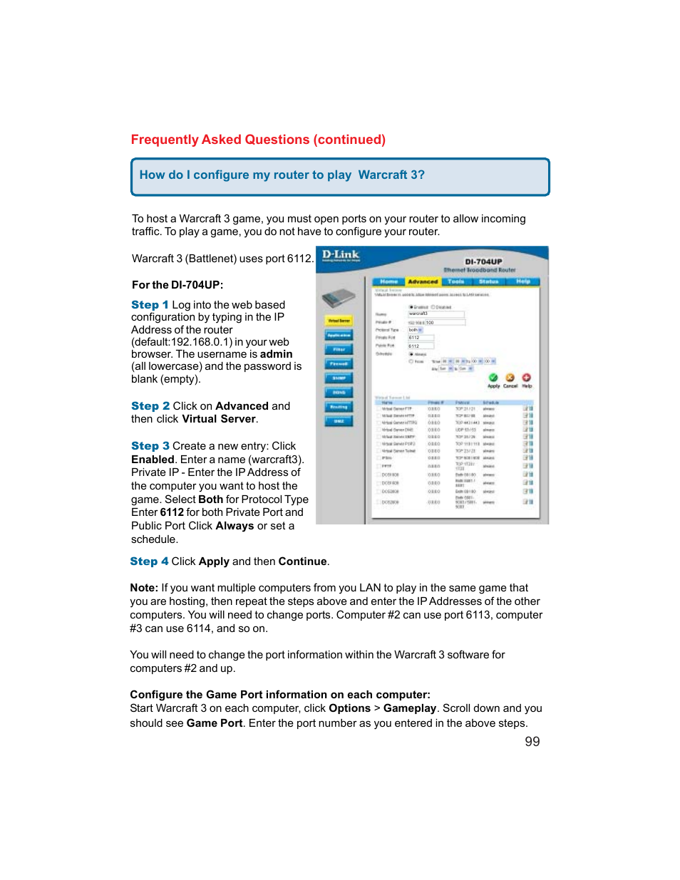 99 frequently asked questions (continued) | D-Link DI-704UP User Manual | Page 99 / 108