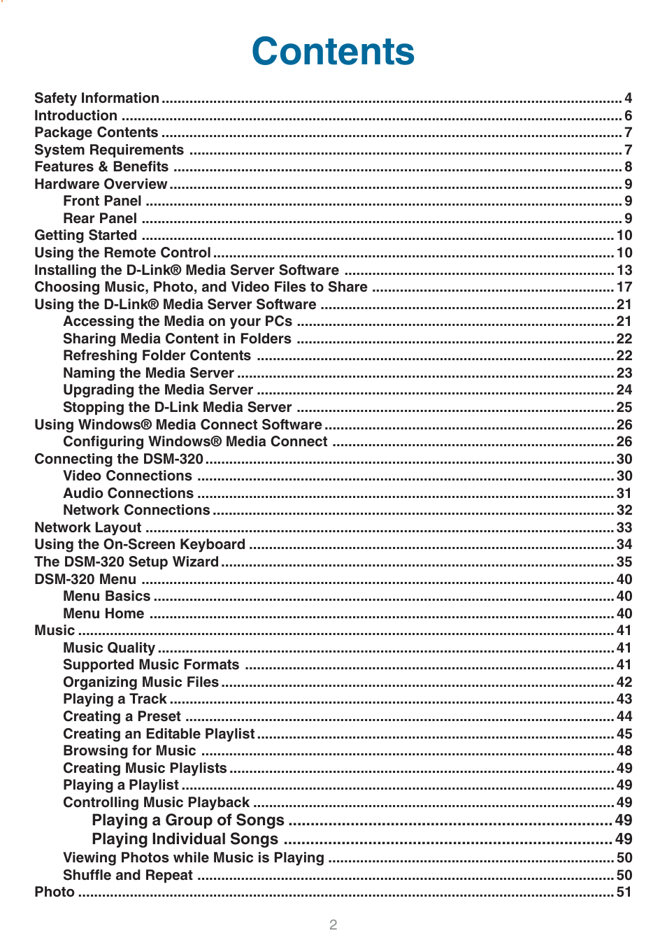 D-Link DSM-320 User Manual | Page 2 / 111