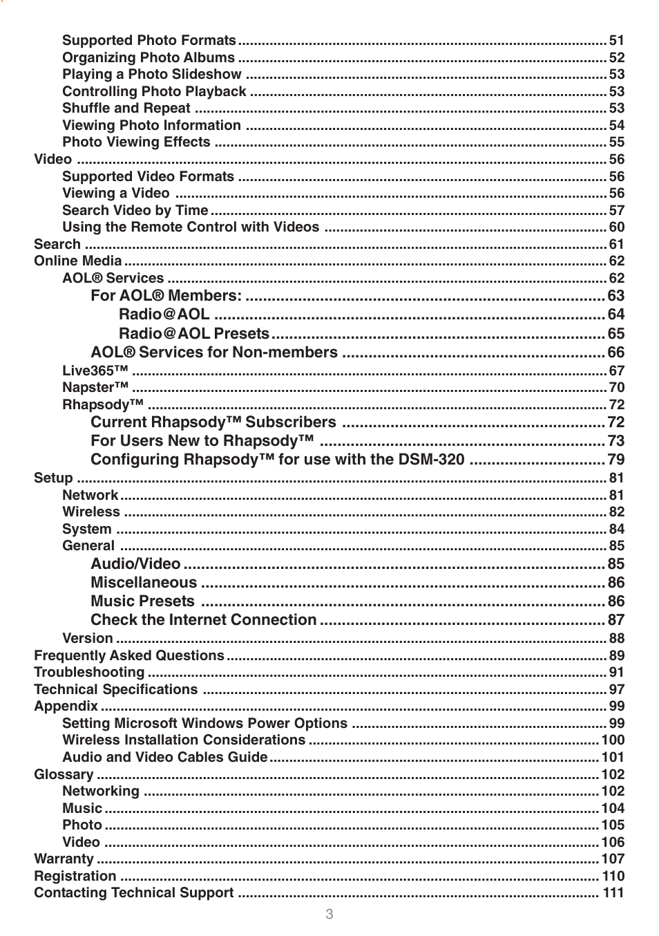 D-Link DSM-320 User Manual | Page 3 / 111