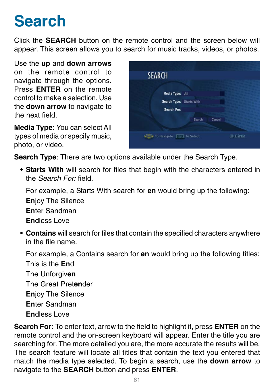 Search | D-Link DSM-320 User Manual | Page 61 / 111