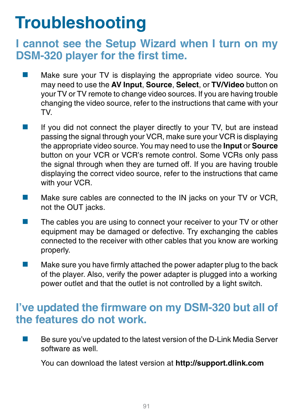 Troubleshooting | D-Link DSM-320 User Manual | Page 91 / 111