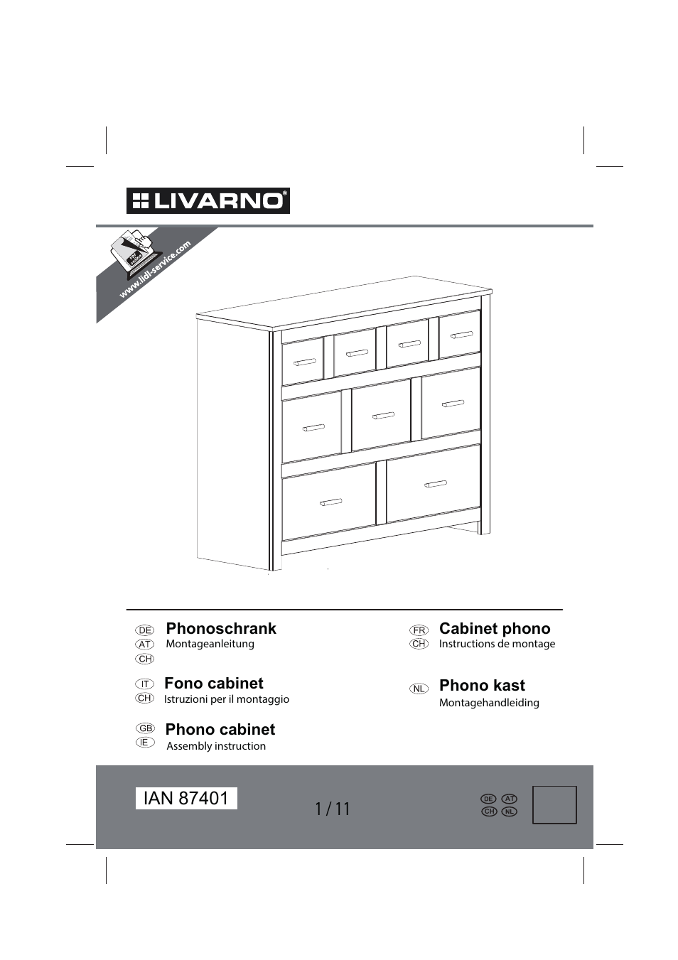 Livarno WOODEN CHEST OF DRAWERS User Manual | 11 pages