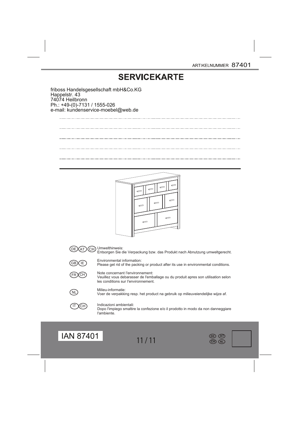 Livarno WOODEN CHEST OF DRAWERS User Manual | Page 11 / 11